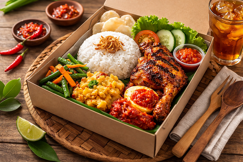 nasi kotak ayam bakar komplit